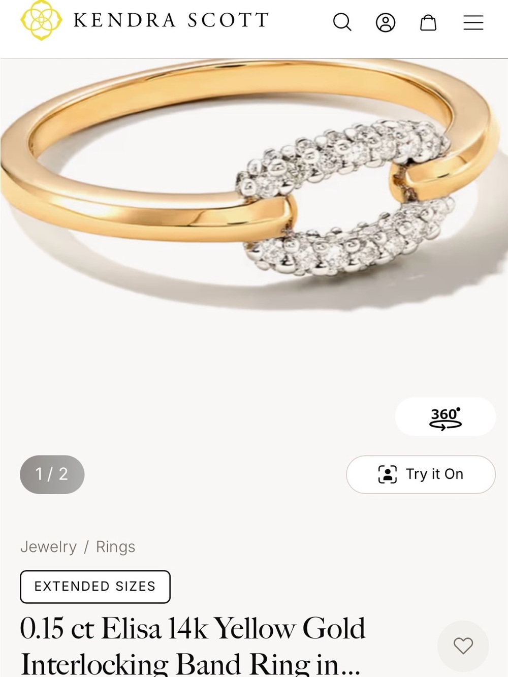 Kendra Scott Elisa 14k Interlocking Ring